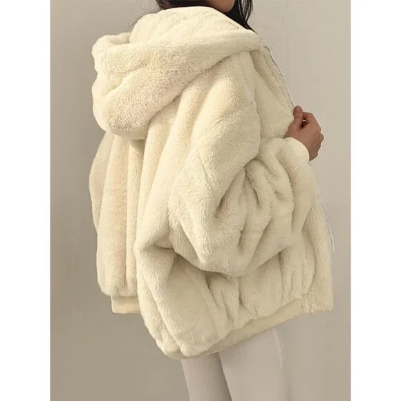 Women's Winter Coats Puffer Long Sleeve Oversized Zipper Warm Jackets Apricot - Picture 5 of 5